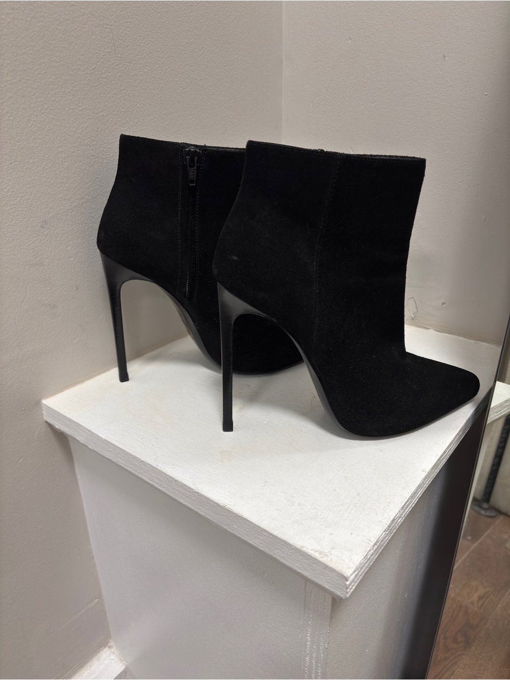 Saint Laurent Black Suede Pointed Stiletto Ankle Boots
